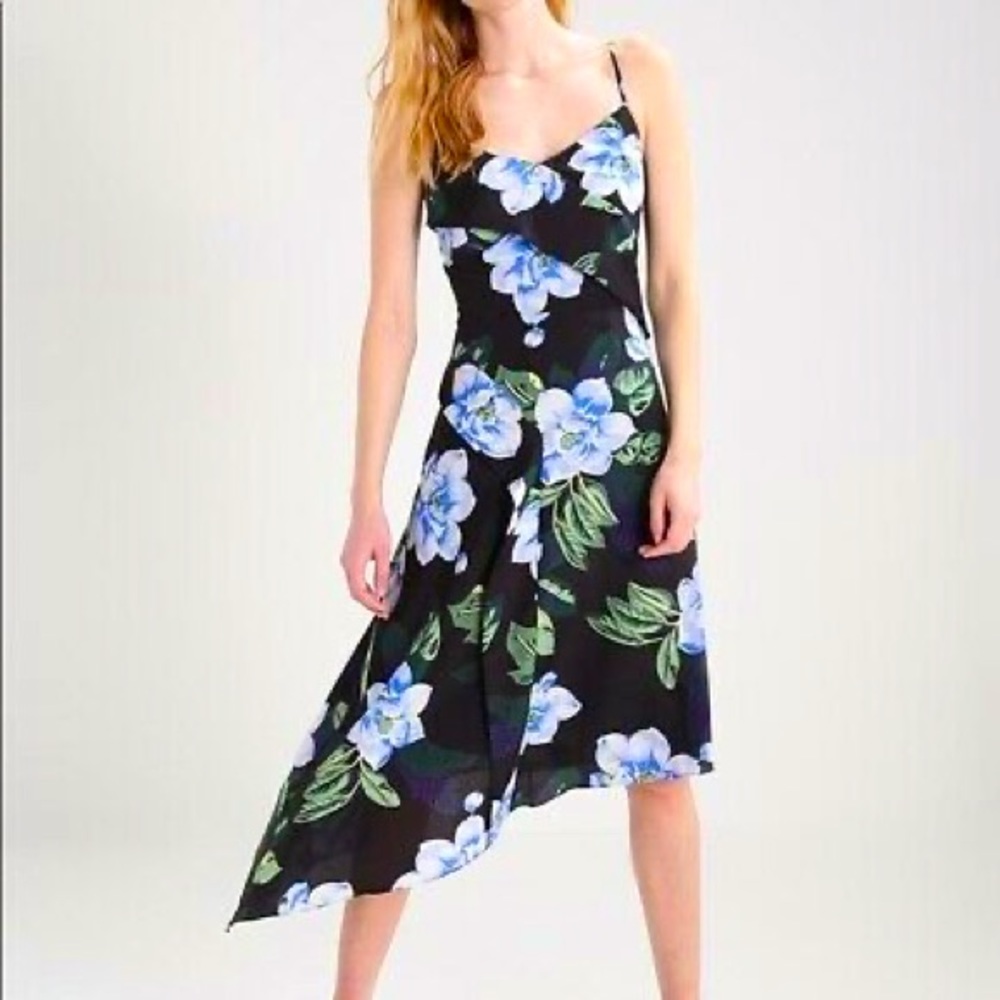 Banana Republic Petite Floral Printed Asymmetrical Dress Size 0